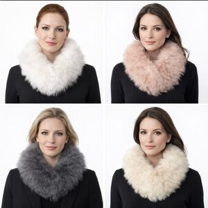 4 Fox Fur Collar Set real fur headband accessory Neutral Tones pink white grey